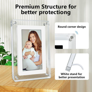 7-inch Acrylic Auto-rotating Digital Photo Frame, Built-in Memory And Battery, High Resolution, Suitable For Desktop Decoration