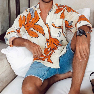 Men's Printed Shirt Beach Style Long Sleeve
