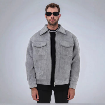 Fashion Men's Fur Zipper Big Pocket Jacket Coat