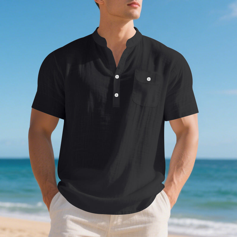 Summer American Linen Men's T-shirt Loose Casual