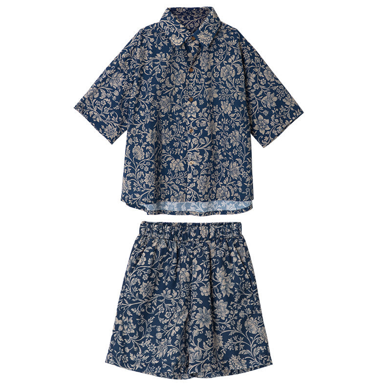 Fashion Children Pattern Retro Shirt Set