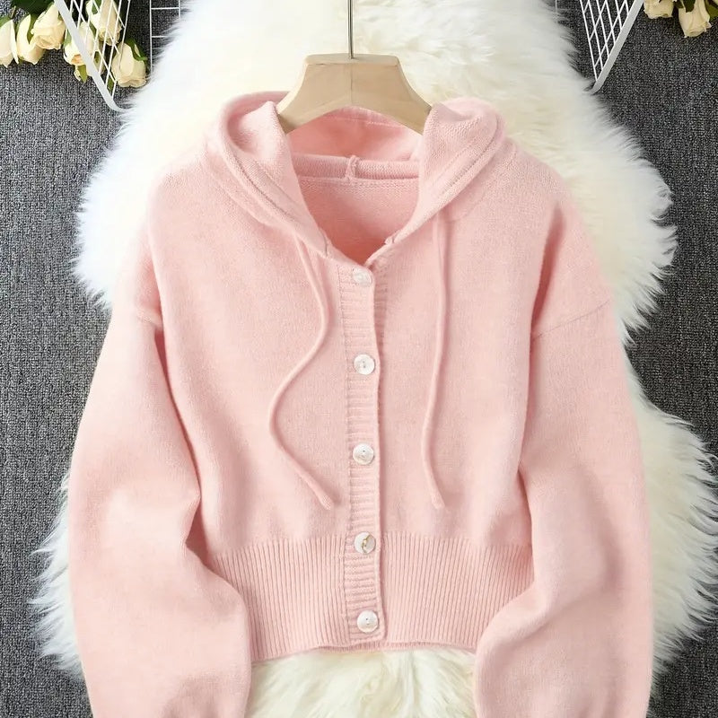 Loose And Lazy Style High-grade Hooded Women's Sweater Coat