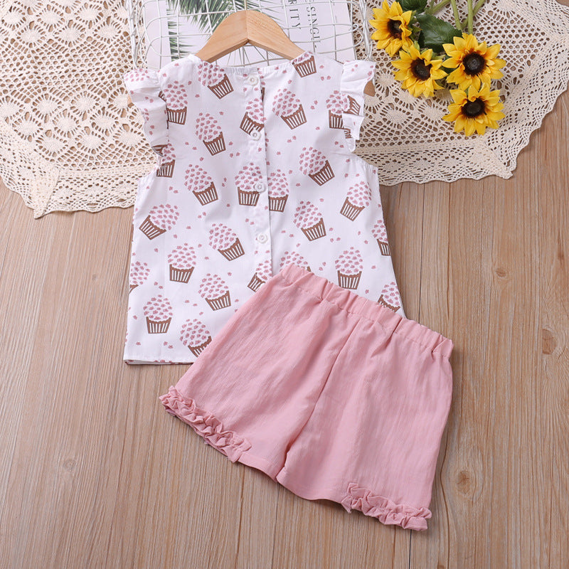 Fashion Children Short Sleeve Shorts Suit
